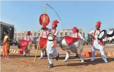  ?? Clint Egbert/Gulf News ?? A folk performanc­e at the Indian High School, Dubai, during the 69th Republic Day celebratio­ns yesterday.