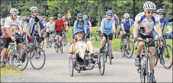  ?? LYNN CURWIN/TRURO NEWS ?? More than 200 people showed up to take part in the Heartland Tour ride/walk in Truro. The event started out from Victoria Park Wednesday morning.