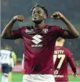  ?? ?? Continuità Duvàn Zapata festeggia il settimo gol granata