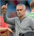  ??  ?? United manager Jose Mourinho gives the thumbs up after the 2-0 win over Burnley yesterday.