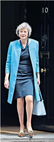  ??  ?? Theresa May leaves Downing Street yesterday; she is said to have a strong chance of winning, as the ‘stop Boris candidate’