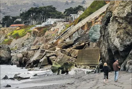  ?? A STAIRCASE Carolyn Cole Los Angeles Times ?? near Bodega Bay once led to an oceanside home. The cliffs in this area have been eroding about 1 foot a year on average.