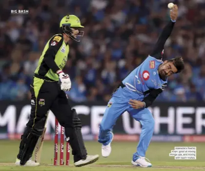  ??  ?? Adelaide’s Rashid Khan: good at mixing things ups, and mixing with team-mates.