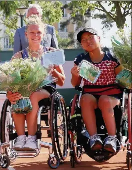  ?? Contribute­d ?? n RUNNERS-UP: Jordanne Whiley and Yui Kamiji after losing the French Open final