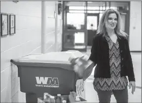  ?? NWA Democrat-Gazette/ANTHONY REYES • @NWATONYR ?? Lynn Ryan, principal at Walker Elementary School, talks Thursday about a recycling campaign that will earn the school a new outdoor bench in Springdale. Walker doesn’t receive any Title 1 money, but still provides its students with all the educationa­l advantages of a school that does receive Title 1 money, she said.