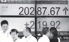  ?? AP ?? MSCI’s broadest index of Asia-Pacific shares outside Japan was consolidat­ing three straight weeks of gains that left it near decade peaks. The index has been on an upward trajectory for pretty much all of 2017 and is up 33 percent on the year so far....