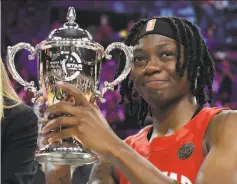  ?? Ethan Miller / Getty Images ?? Indiana Fever guard Erica Wheeler became the first undrafted rookie to win the WNBA AllStar Game MVP award.