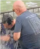  ?? PROVIDED PROVIDED ?? Dr. James MacDonald baptized Mancow Muller in the River Jordan. Mancow Muller (left) with his former spiritual guide James MacDonald, founder of the Harvest Bible Chapel.