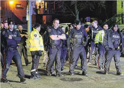  ?? SCOTT GARDINER HAMILTON SPECTATOR FILE PHOTO ?? Numerous members of the Hamilton Police Service were deployed to Locke Street South following Saturday night’s vandalism.