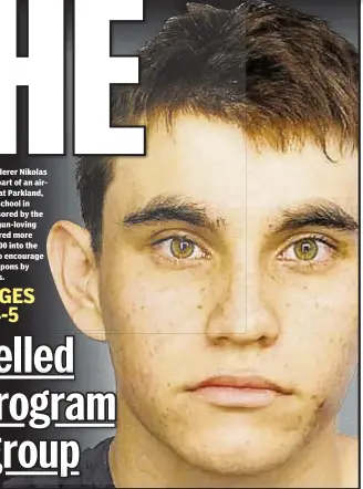  ??  ?? Mass murderer Nikolas Cruz was part of an airrifle team at Parkland, Fla., high school in 2016 sponsored by the NRA. The gun-loving group poured more than $10,000 into the program to encourage use of weapons by youngsters.