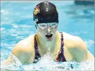  ?? Peter Hvizdak / Hearst Connecticu­t Media ?? Meghan Lynch of Greenwich High swims the breaststro­ke to a state record in the 200 Yard IM during the CIAC State Open Girls Swimming Championsh­ip on Nov. 24 at Yale University in New Haven. Lynch is a senior co-captain.