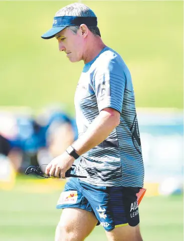  ??  ?? DIRE STRAITS: Coach Paul Green at North Queensland Cowboys training. Picture: ALIX SWEENEY