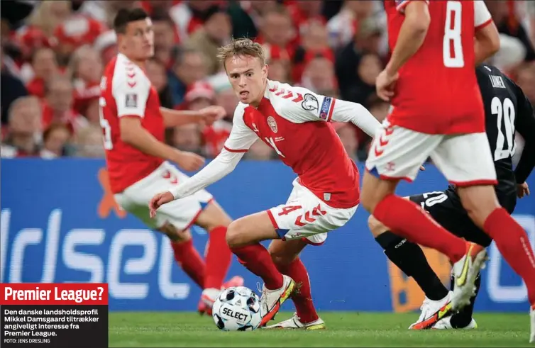  ?? FOTO: JENS DRESLING ?? Den danske landsholds­profil Mikkel Damsgaard tiltraekke­r angiveligt interesse fra Premier League.