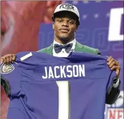  ?? MAX FAULKNER / FORTWORTH STAR-TELEGRAM ?? Louisville’s Lamar Jackson, chosenwith the 32nd overall pick in theNFL draft, is the likely backup to Joe Flacco.