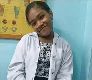  ?? ?? Adi Maisea Baba studying Bachelor of Medical Health Science at the University of Fiji.