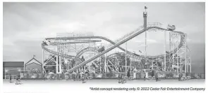  ?? CEDAR FAIR ENTERTAINM­ENT COMPANY ?? An artistic rendering shows the new roller coaster Wild Mouse, which is expected to launch in May 2023 as a part of Cedar Point's new lakeside experience, The Boardwalk.