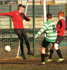  ??  ?? Sergejs Birladjans scores a goal for Gorey Celtic.