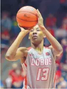  ?? GREG SORBER/JOURNAL ?? New Mexico’s Shaiquel McGruder scored 14 points in 14 minutes Sunday in an allaround strong performanc­e against Colorado-Colorado Springs.