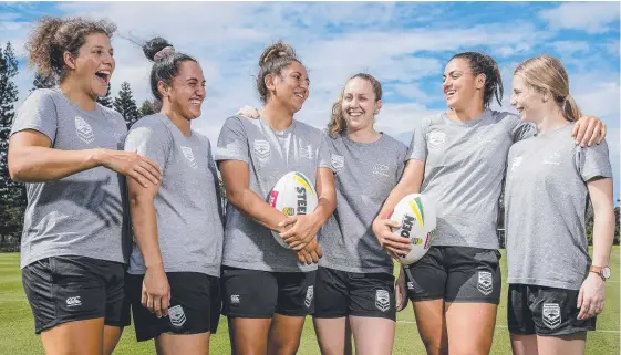  ?? Picture: JERAD WILLIAMS ?? Jillaroos players from Coast clubs are (from left) Chelsea Lenarduzzi, Tazmin Gray, Tallisha Harden, Karina Brown, Millie Boyle and Tarryn Aiken.