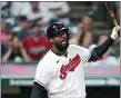  ?? TONY DEJAK — THE ASSOCIATED PRESS ?? Franmil Reyes reacts after striking out during the eighth inning against the Twins on Sept. 7.