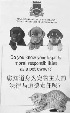  ??  ?? Pamphlet of MBKS on how to be responsibl­e pet owners.