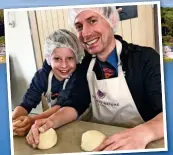  ??  ?? Bake off: James and son Will compete in a bread-making class