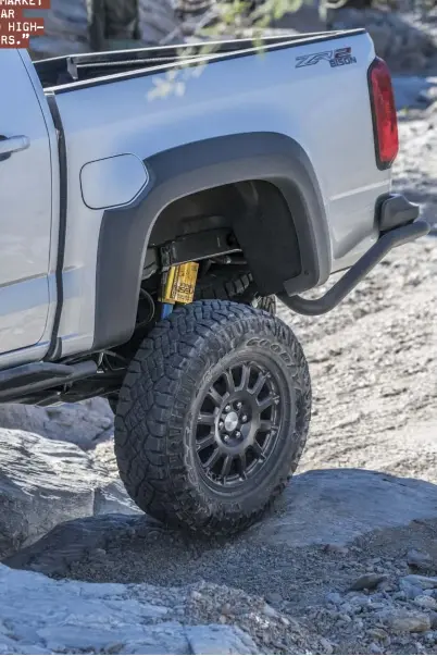  ??  ?? Quality suspension is the key to the ZR2'scapabilii­ties. “NO OTHER MID-SIZED U.S. MARKET TRUCK OFFERS FRONT AND REAR LOCKING DIFFERENTI­ALS AND HIGHEND MULTIMATIC DSSV DAMPERS.”