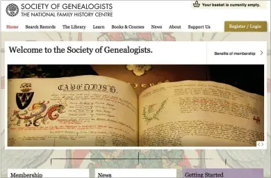  ??  ?? The Society of Genealogis­ts’ website – reader Gwyneth Wilkie makes a passionate defence of the organisati­on