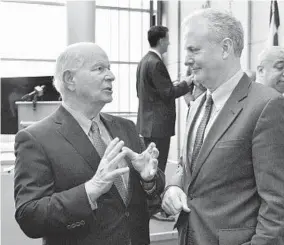  ?? AMY DAVIS/BALTIMORE SUN ?? Maryland Sens. Ben Cardin, left, and Chris Van Hollen will be making the rounds today. Cardin will be on “Fox News Sunday,” while Van Hollen will be on ABC’s “This Week.”