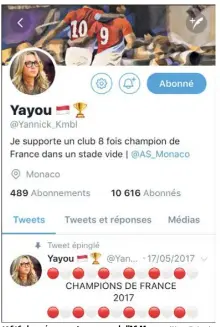  ?? (Photo Twitter) ??   abonnés pour cet amoureux de l’AS Monaco.