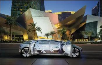  ?? MERCEDES-BENZ USA/COURTESY PHOTOGRAPH ?? The Mercedes-Benz F015 Concept is an autonomous fuel-cell-powered four-seat lounge that can be summoned from your smartphone.