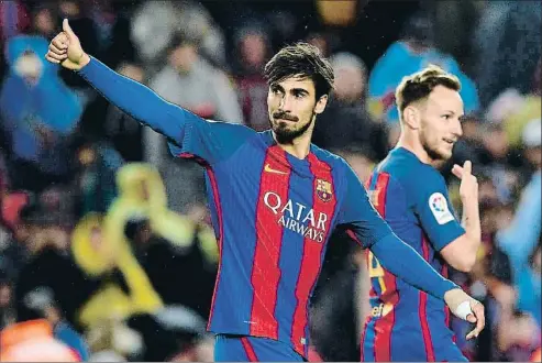  ?? LLUIS GENE / AFP ?? André Gomes ha sortit 16 vegades com a suplent en la seva primera temporada al Barcelona