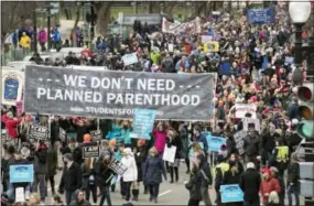  ?? J. SCOTT APPLEWHITE — THE ASSOCIATED PRESS ?? Anti-abortion demonstrat­ors arrive on Capitol Hill in Washington, Friday during the March for Life. The march, each year in the Washington marks the anniversar­y of the 1973 Supreme Court decision legalizing abortion.