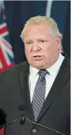  ?? THE CANADIAN PRESS ?? Ontario Premier Doug Ford speaks described the report on long-term-care homes as “heartbreak­ing” and “horrific.”