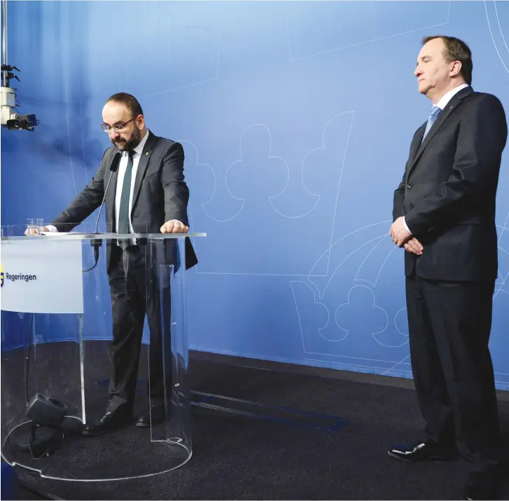 ?? (Reuters) ?? SWEDEN’S HOUSING Minister Mehmet Kaplan speaks during a news conference at the seat of the Government in Stockholm, Sweden in 2016.