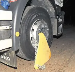  ??  ?? One of the 2,500 lorries clamped