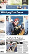  ??  ?? The Winnipeg Free Press front page the day of July 14, 2017, dominated by news of Carter’s collapse.