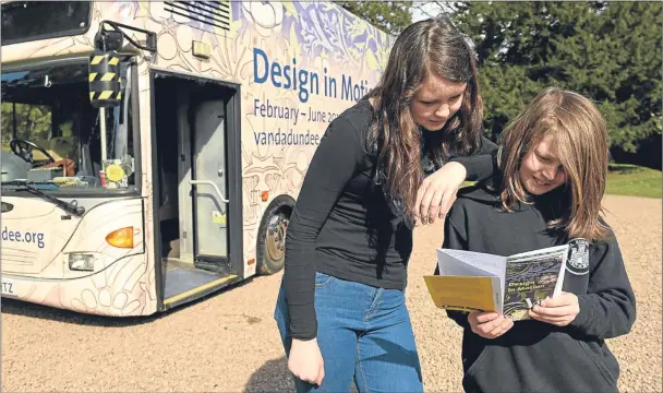  ?? Picture: Andy Thompson Photograph­y. ?? Molly and Ben Farrington were among visitors to the V&A design bus when it stopped at the House of Dun.