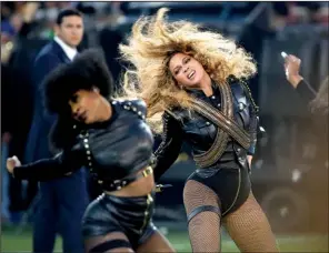  ?? AP/MATT SLOCUM ?? Beyonce performs during halftime of Super Bowl 50 on Sunday in Santa Clara, Calif.