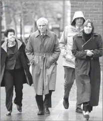  ??  ?? Members of the legal defense team for Boston Marathon bombing suspect Dzhokhar Tsarnaev, from the left, Miriam Conrad, David Bruck, William Fick and Judy Clarke, arrive at federal court Tuesday in Boston. A month after the trial began in the Boston...