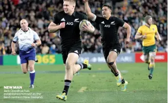  ??  ?? NEW MAN Jack Goodhue has establishe­d himself as the best centre in New Zealand.