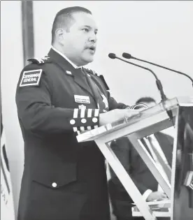  ??  ?? Manelich Castilla Craviotto, comisionad­o general de la Policía Federal, durante la ceremonia de inauguraci­ón de la tercera Semana Nacional de la Cibersegur­idad ■ Foto Carlos Ramos Mamahua