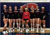  ?? RECORDER PHOTO BY NAYIRAH DOSU ?? Strathmore High School’s volleyball team won their third straight East Sequoia League title at home Monday with a win over Sierra Pacific High School.