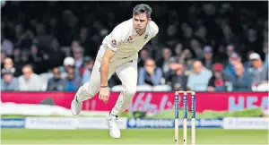  ??  ?? Star of the show: James Anderson’s sensationa­l swing bowling earned him a landmark 500th Test wicket for England