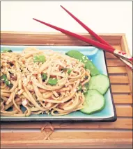  ?? PHOTO BY CATHY THOMAS ?? Udon noodles can be served cold in a dressing made with roasted sesame oil, rice vinegar, peanut butter, soy, dried red chile flakes and brown sugar.