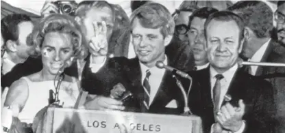  ?? AP ?? Sen. Robert F. Kennedy speaks at the Ambassador Hotel in Los Angeles on June 5, 1968.