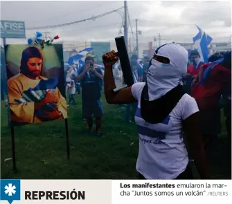  ?? /REUTERS ?? Los manifestan­tes emularon la marcha "Juntos somos un volcán"