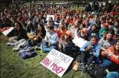  ?? CHIP SOMODEVILL­A / GETTY IMAGES ?? Several hundred high school students rally to call for stricter gun laws on the West Lawn of the U.S. Capitol on Friday to mark the 19th anniversar­y of the Columbine High School shooting.