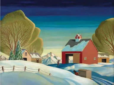  ??  ?? Dale Nichols (1904-1995), The Visit (Barn in Winter), 1940s-1950s. Oil on canvas, 30 x 40 in.