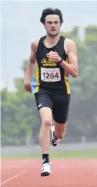  ?? PHOTO: GERARD O’BRIEN ?? Cameron Miller (Hill CityUniver­sity) wins the 200m at the Caledonian Ground on Saturday.